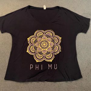 Navy Blue Phi Mu V-Neck with Mandala